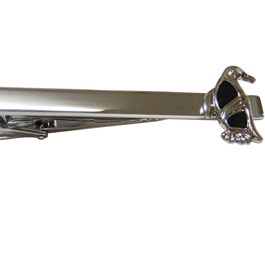 Black And Silver Toned Penguin Bird Tie Clip